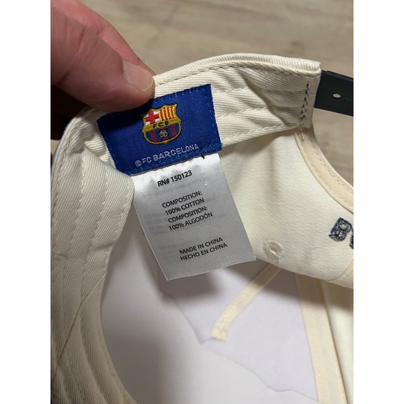 FC Barcelona Barca Snapback Hat Mens Off White Navy Blue Soccer Cap RN150123 - Picture 8 of 8